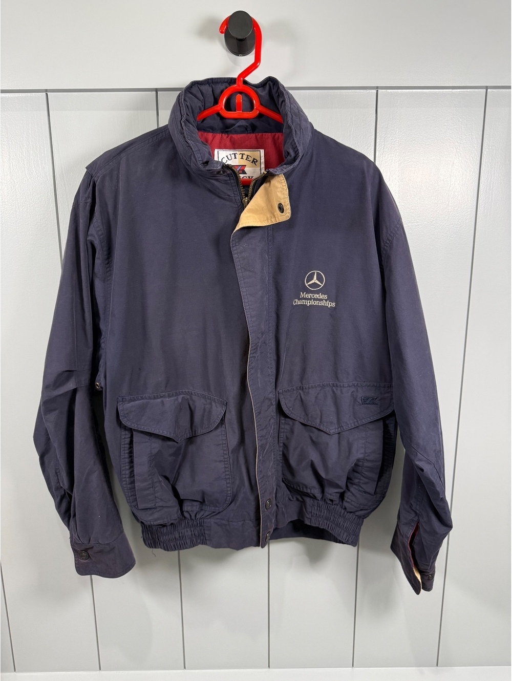 Cutter & Buck Navy Vintage Mercedes Championships bomber jacket size medium